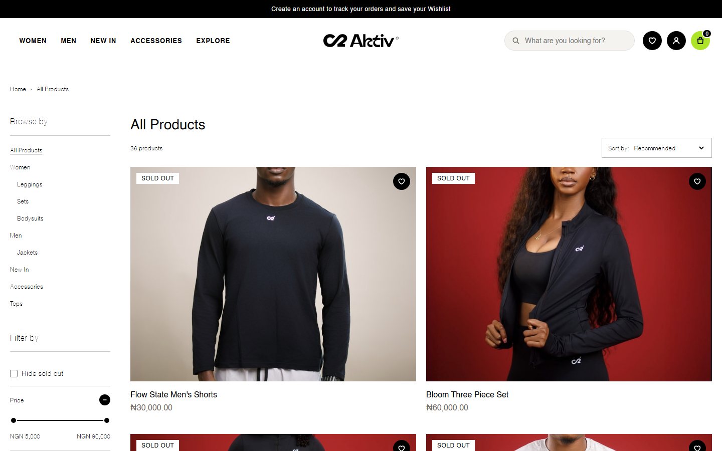 02Aktiv shop page with filters