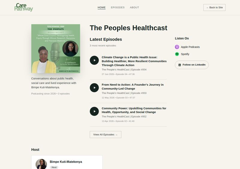 The Peoples Healthcast podcast page for Care Pathway