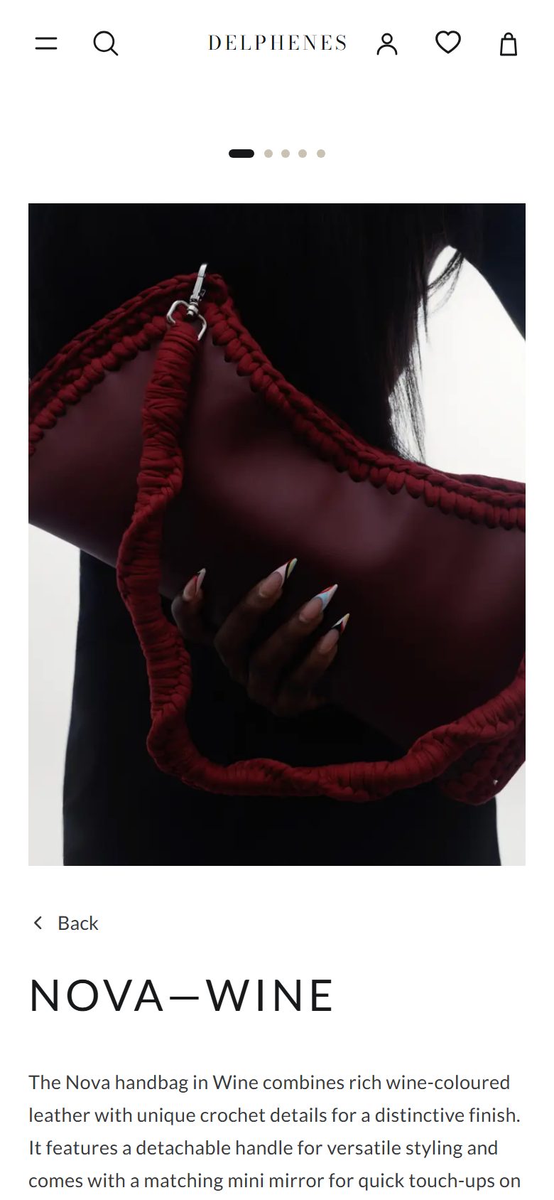 Delphenes product page on a phone